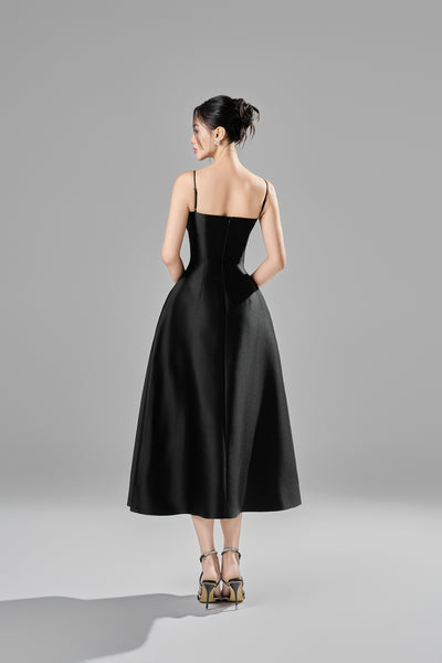 Alessa Draping Lace Midi Dress