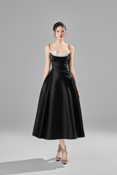 Alessa Draping Lace Midi Dress