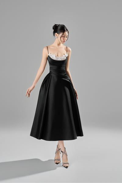 Alessa Draping Lace Midi Dress