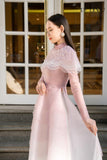 Brinley A-line Long Sleeved Organza Maxi Dress