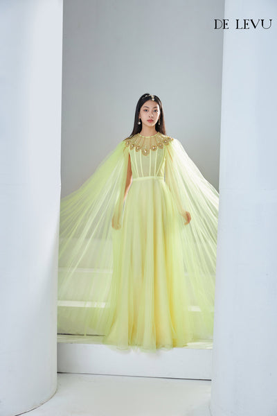 Camryn A-line Round Neck Organza Maxi Dress